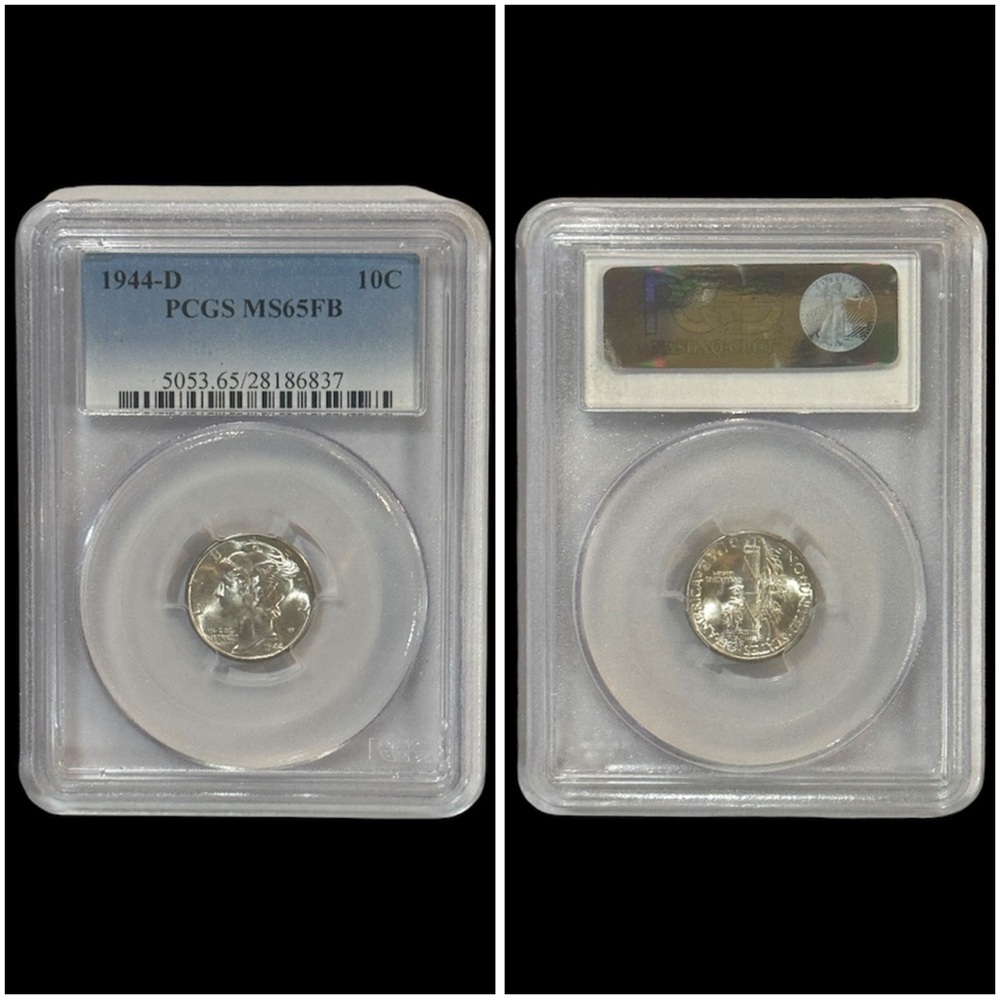 1944-D MERCURY DIME‎  PCGS MS65FB